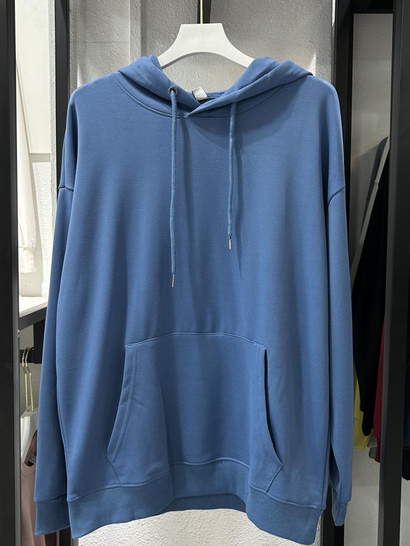 Twill Cotton-Like Drop Shoulder Hooded Pocket Sweatshirt (260g Cotton-Like) view 50