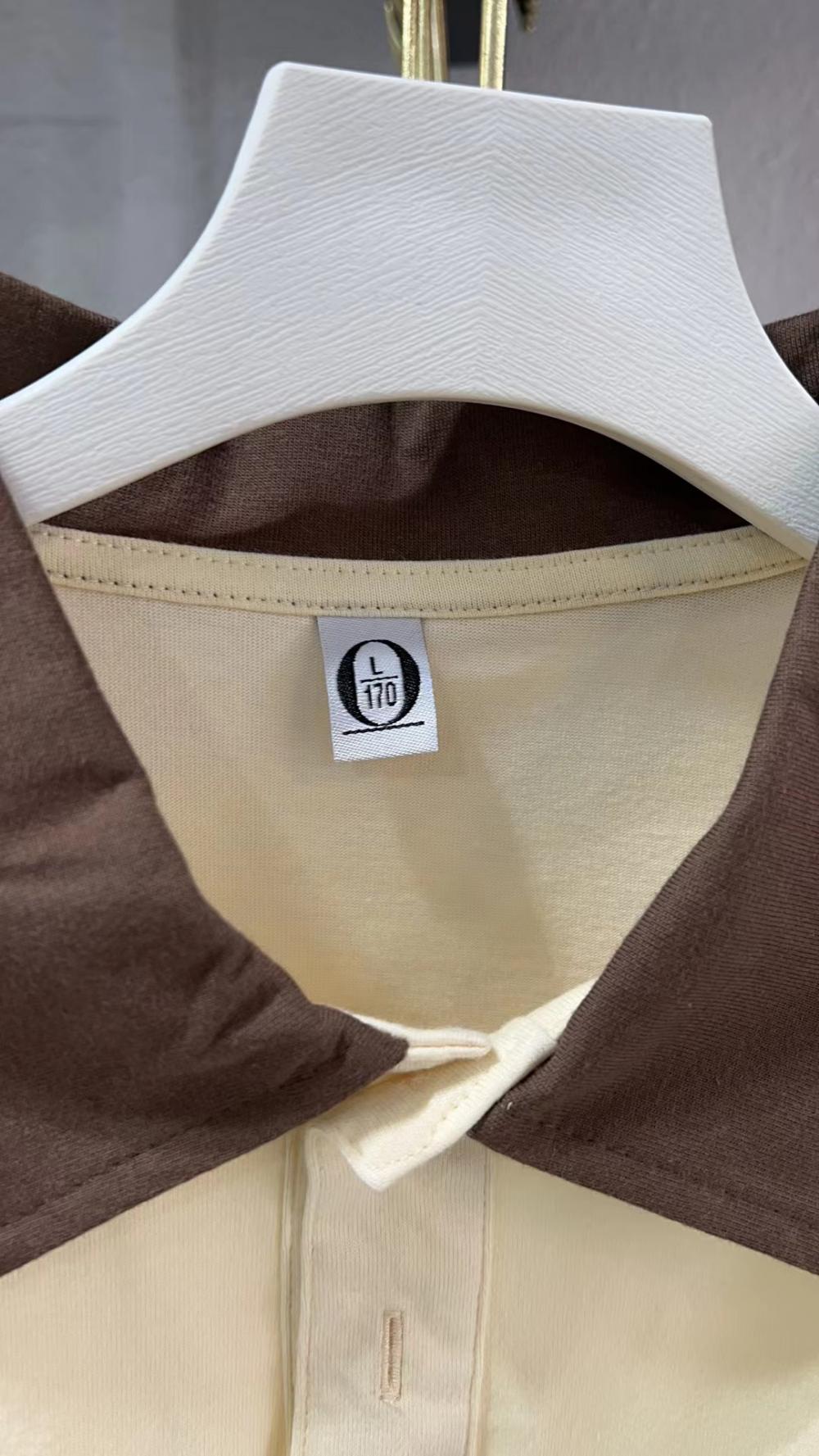 Double Bar Colorblock Drop Shoulder Collar Short Sleeve (200g Cotton) view 9
