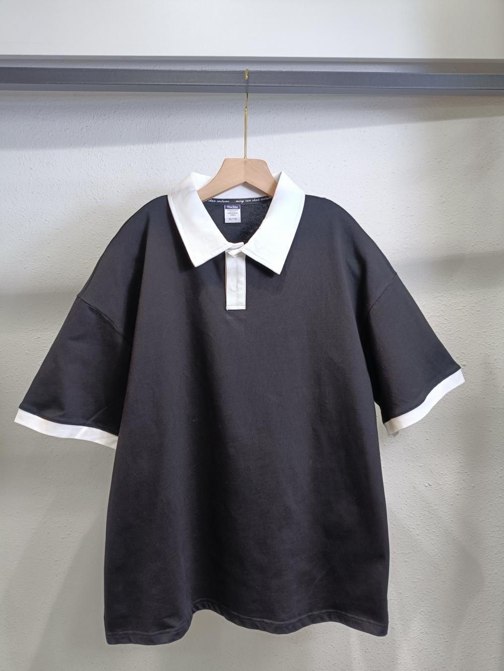 Colorblock Drop Shoulder Short Sleeve (200g Cotton) view 2