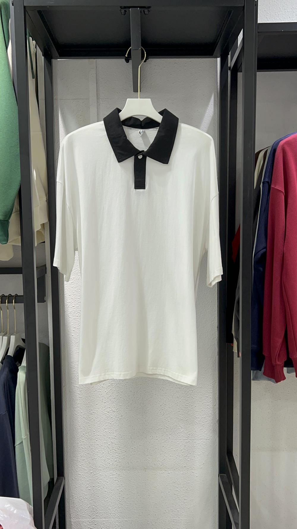 Colorblock Drop Shoulder 3/4 Sleeve Polo (200g Cotton) view 6