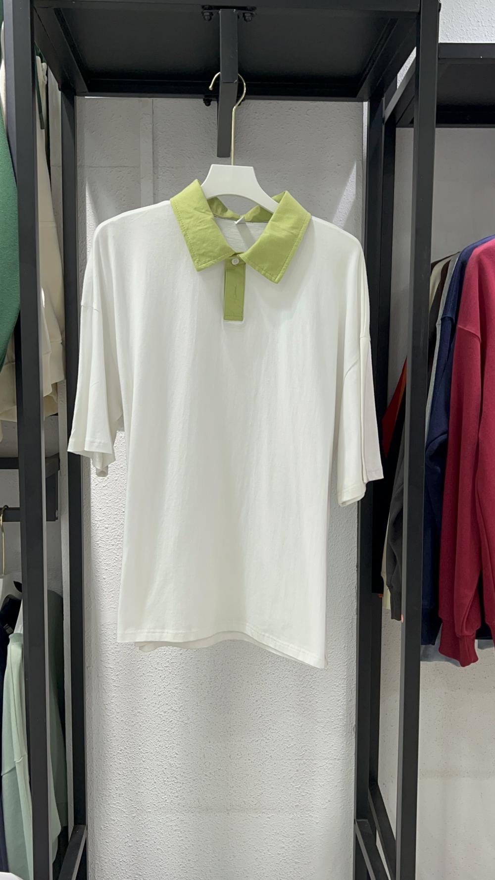 Colorblock Drop Shoulder 3/4 Sleeve Polo (200g Cotton) view 14