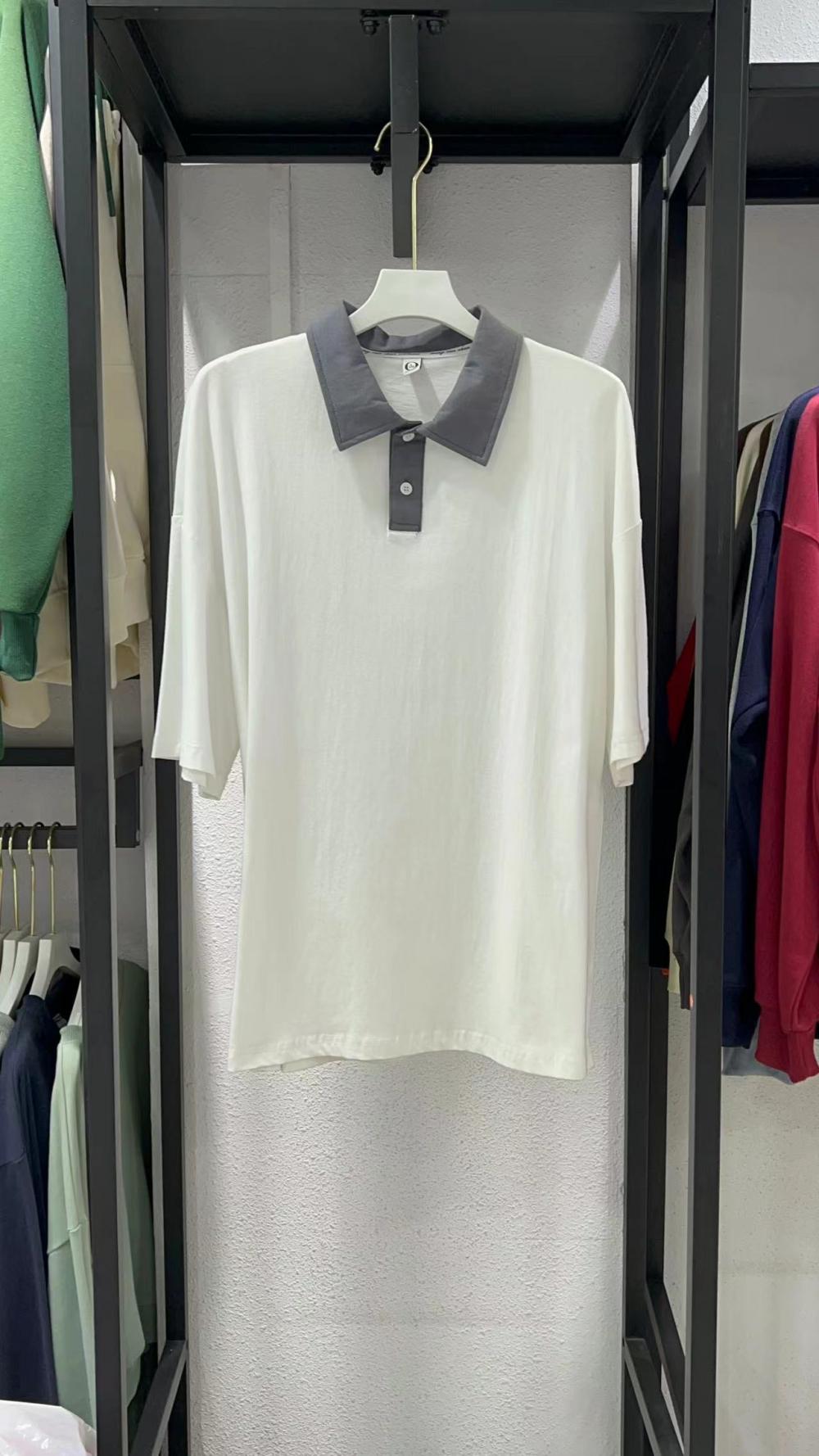 Colorblock Drop Shoulder 3/4 Sleeve Polo (200g Cotton) view 12