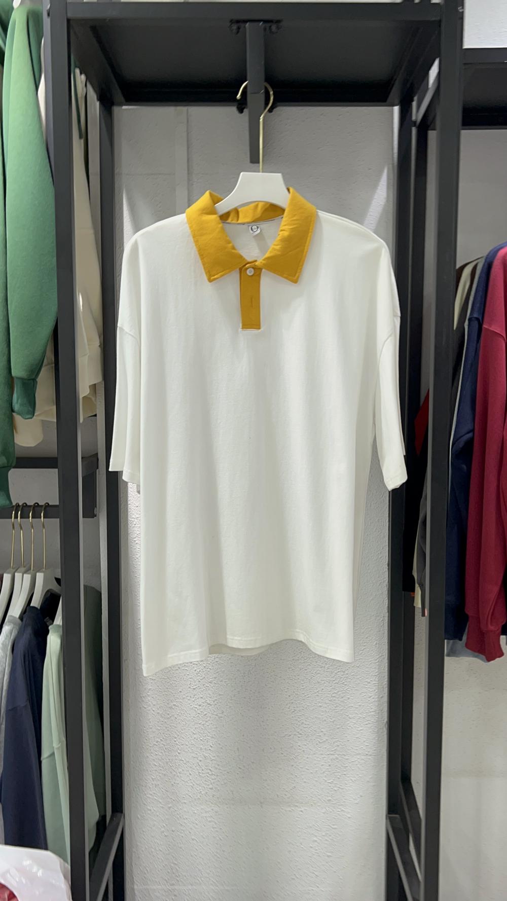 Colorblock Drop Shoulder 3/4 Sleeve Polo (200g Cotton) view 10