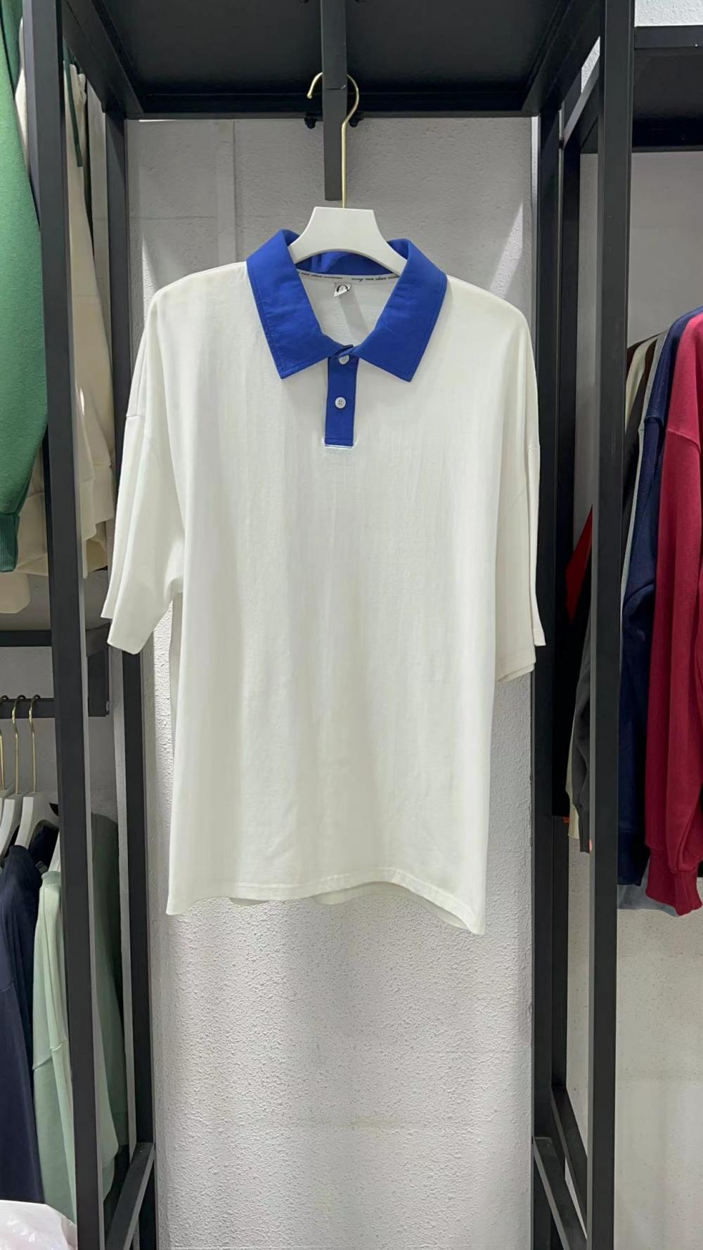 Colorblock Drop Shoulder 3/4 Sleeve Polo (200g Cotton) view 4