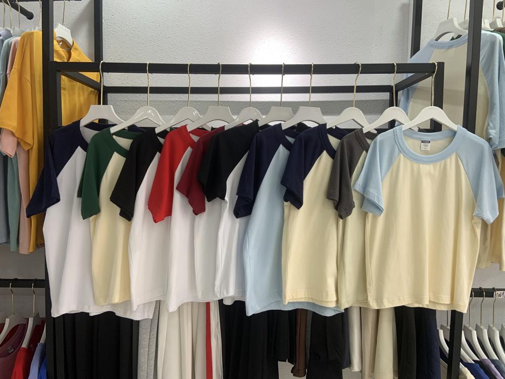 New Kids Cotton Colorblock Raglan Crew Neck Short Sleeve (200g)