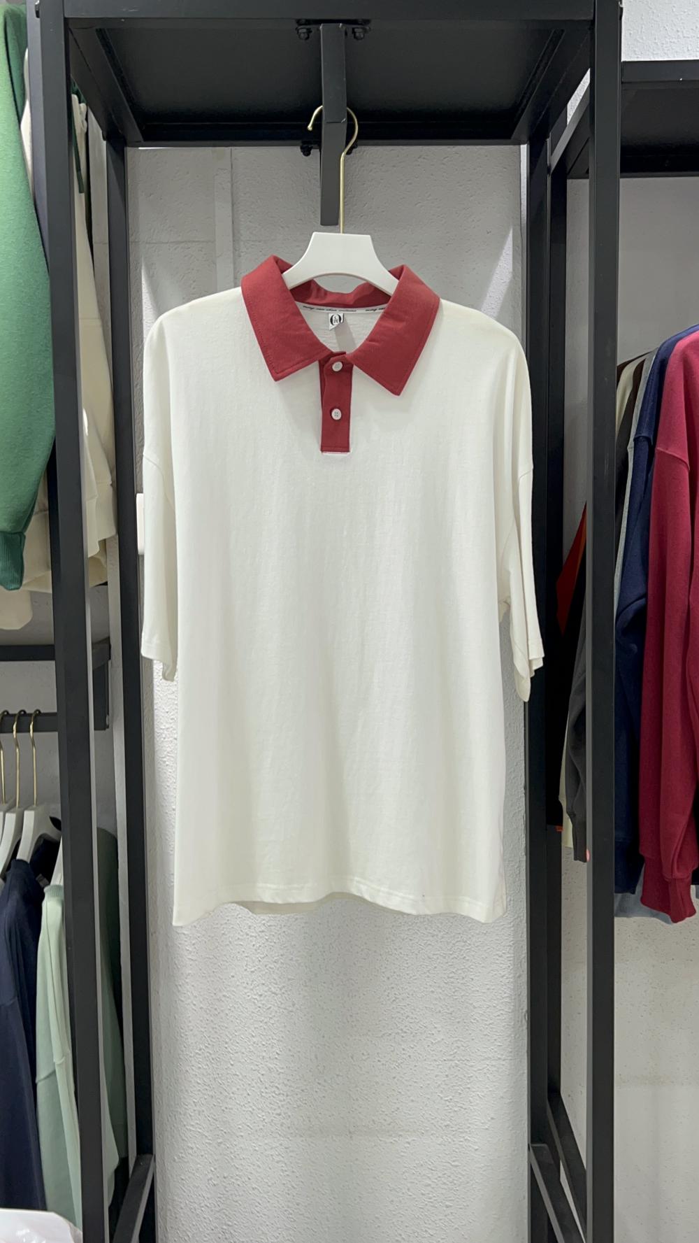 Colorblock Drop Shoulder 3/4 Sleeve Polo (200g Cotton) view 8