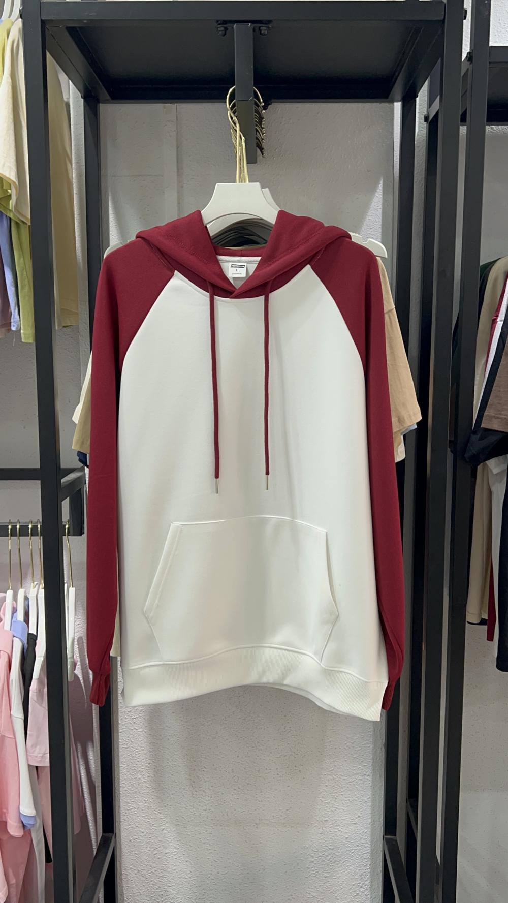 Comfortable Cotton Loose Raglan Hooded Sweatshirt (320g)