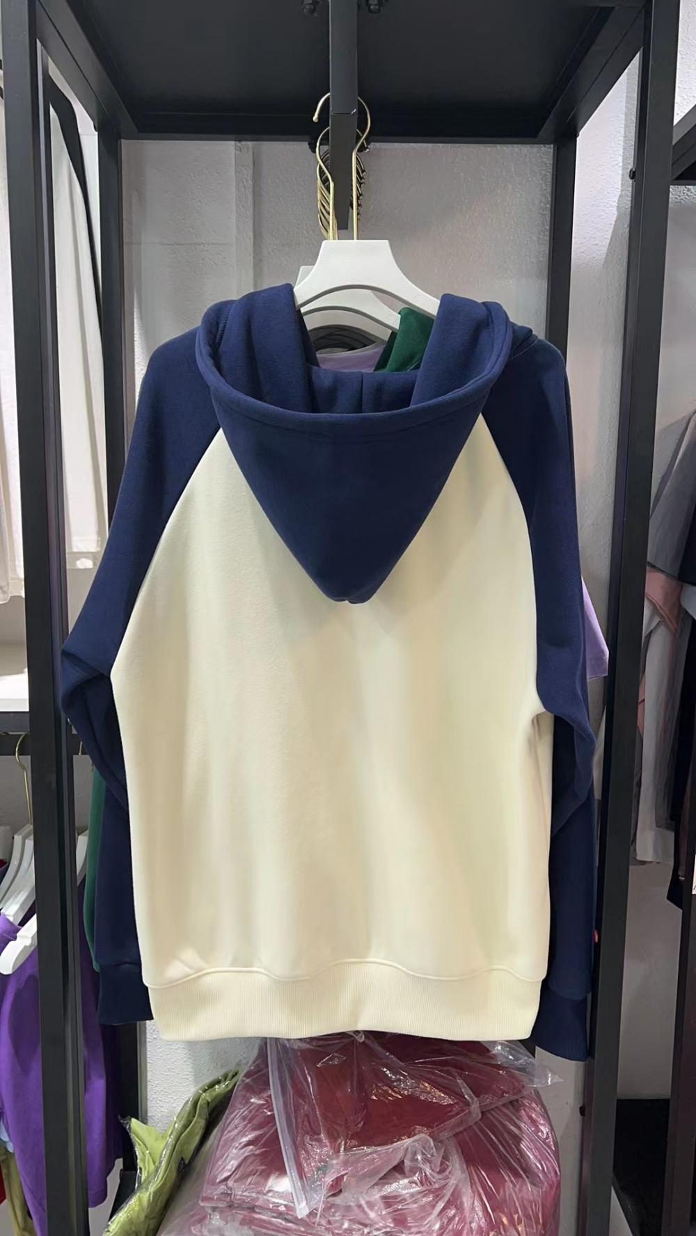 Fleece Hooded Colorblock Zipper Sweatshirt (400g Silver Fox Fleece) view 3