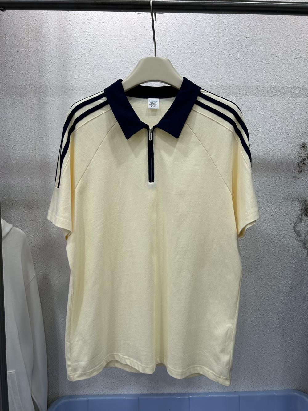 Street Drop Shoulder 3-Stripe Zipper Polo (200g) view 21