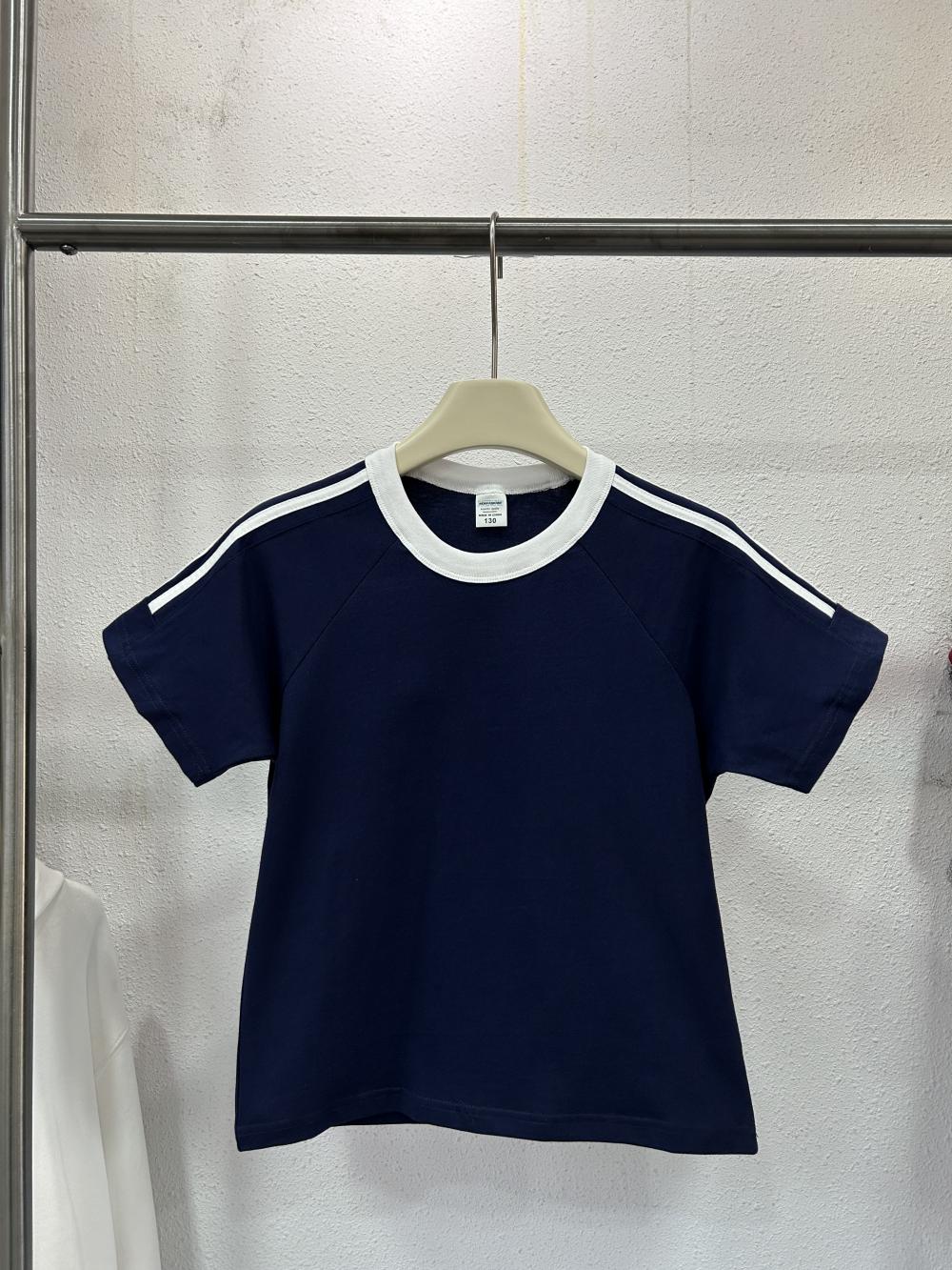 Kids Drop Shoulder Street 2-Stripe Crew Neck Tee (200g) view 6