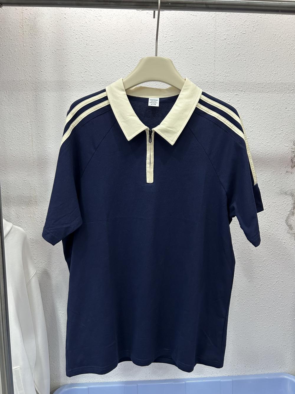 Street Drop Shoulder 3-Stripe Zipper Polo (200g) view 11