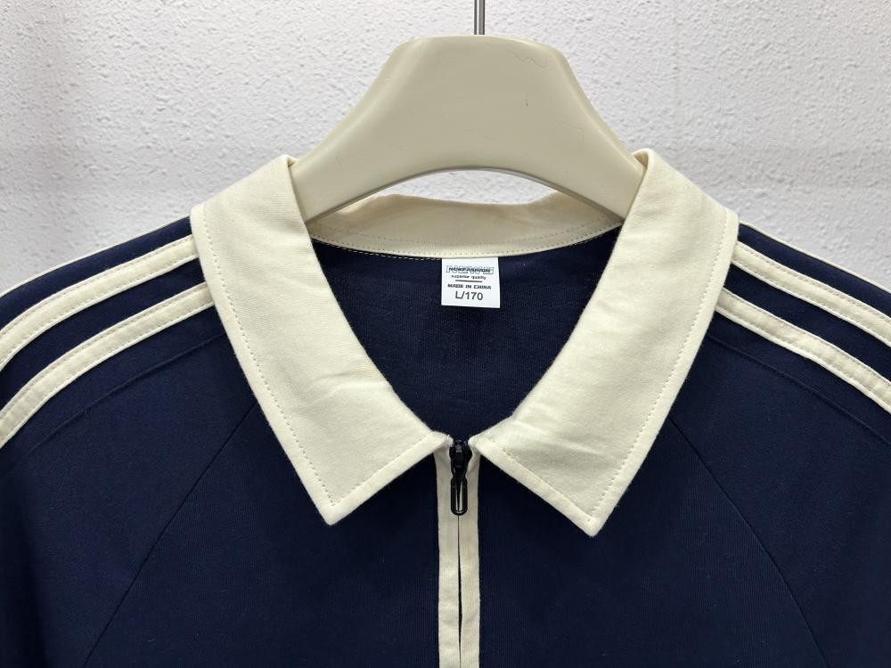 Street Drop Shoulder 3-Stripe Zipper Polo (200g) view 13