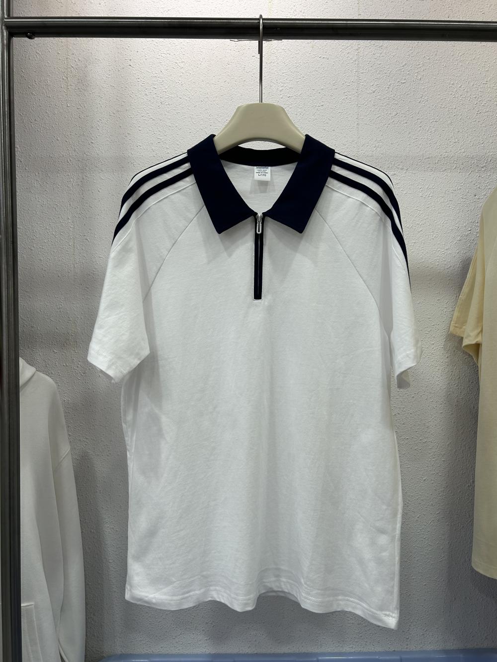 Street Drop Shoulder 3-Stripe Zipper Polo (200g) view 6