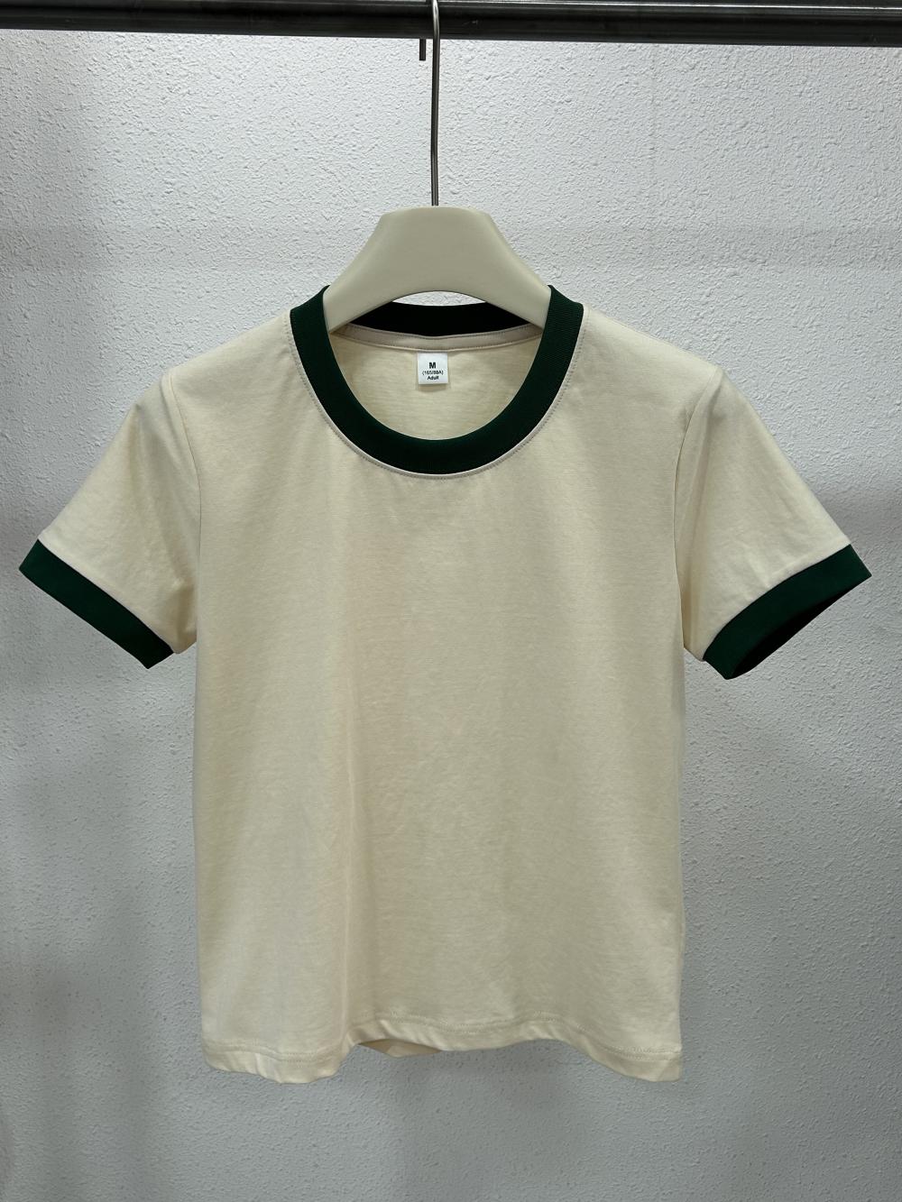 Sorona Contrast Women Regular Shoulder Crew Neck Tee (230g) view 26