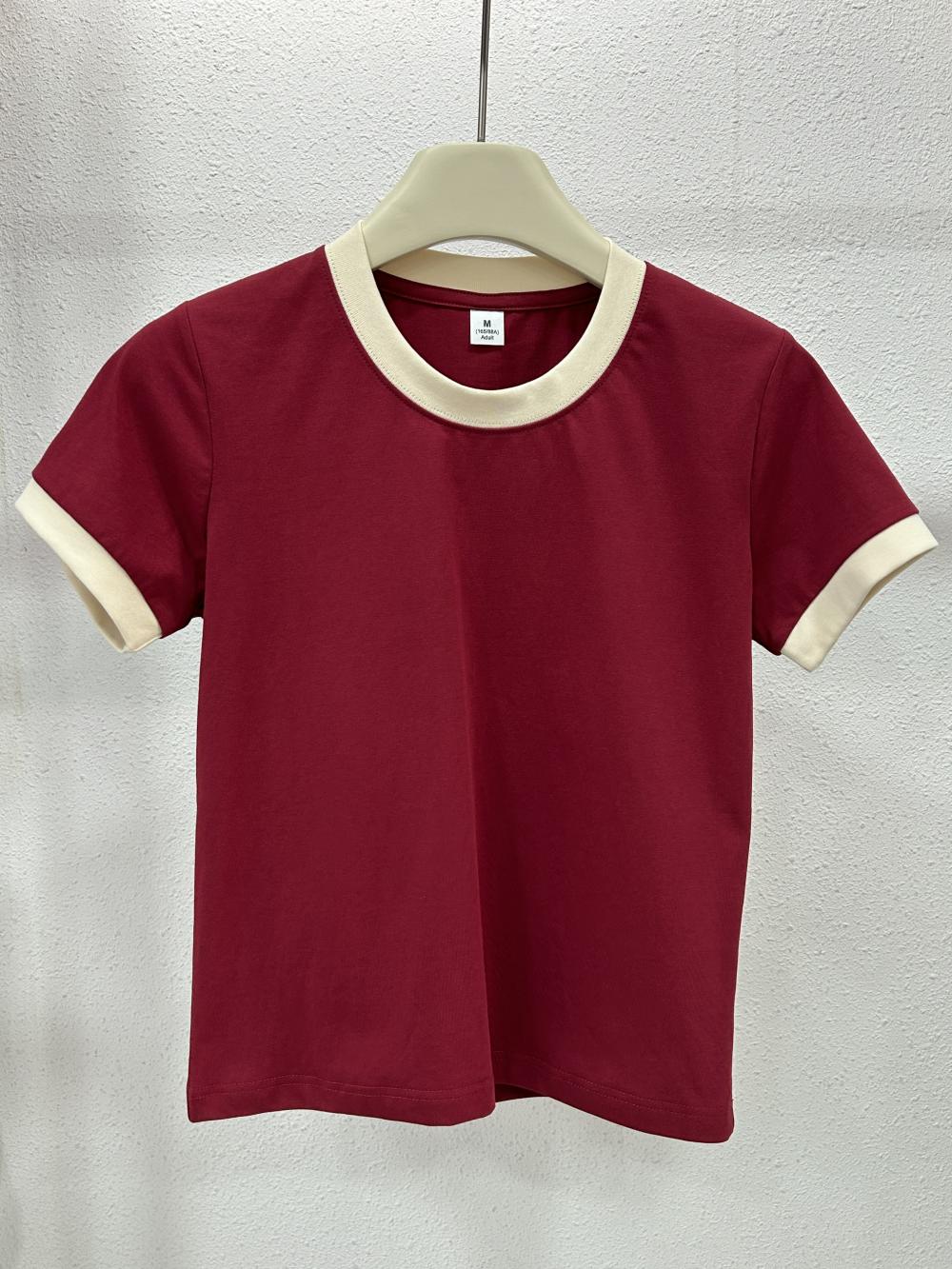 Sorona Contrast Women Regular Shoulder Crew Neck Tee (230g) view 16