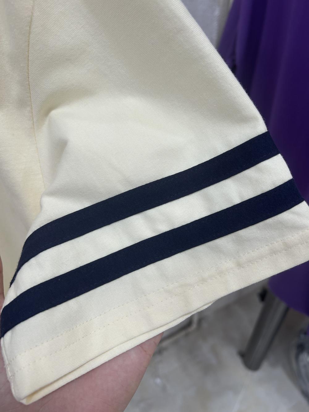Double Bar Colorblock Drop Shoulder Collar Short Sleeve (200g Cotton) view 15