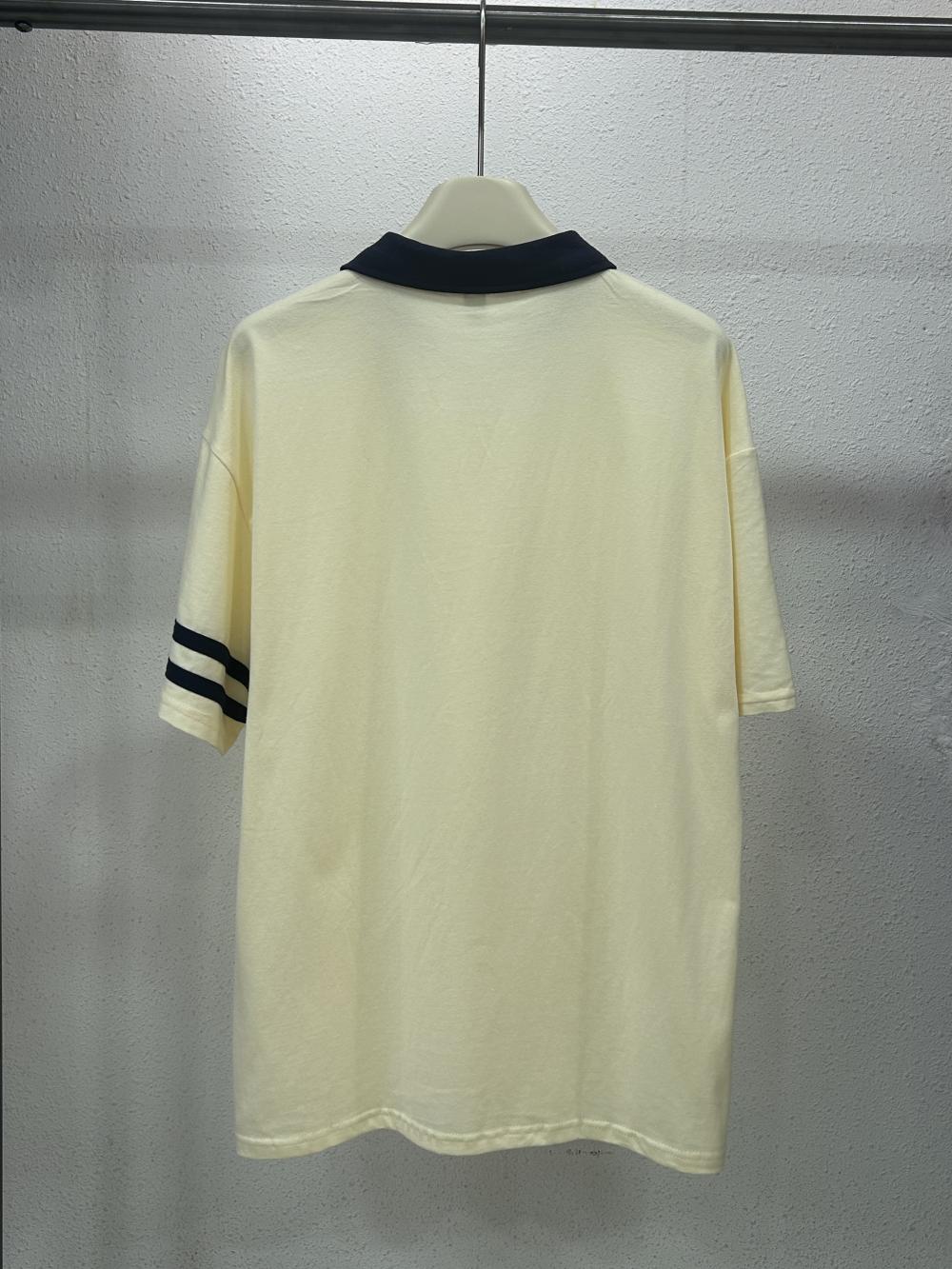 Double Bar Colorblock Drop Shoulder Collar Short Sleeve (200g Cotton) view 13
