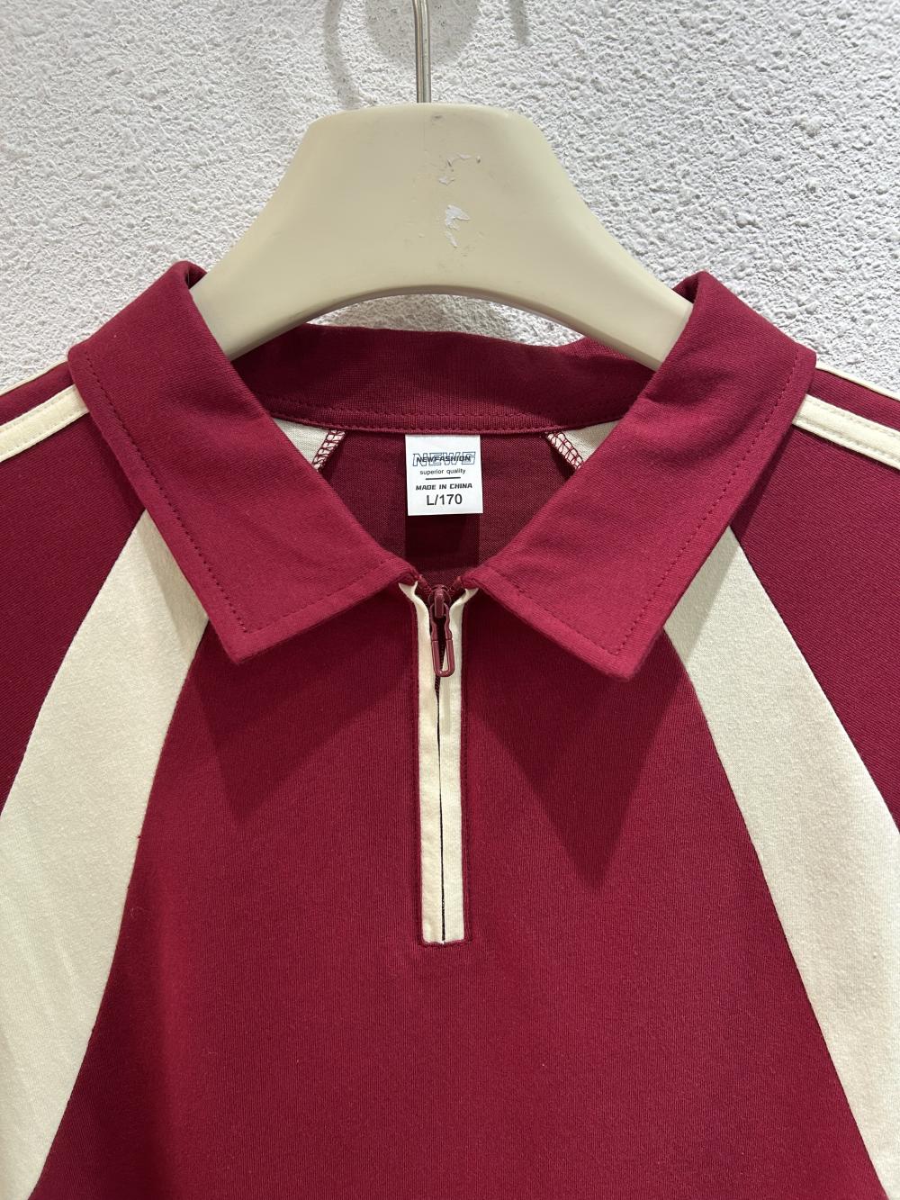 American Style 3-Stripe Half-Zip Polo (200g Cotton) view 23