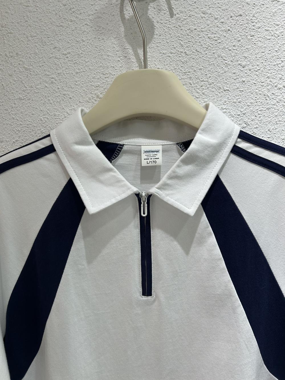 American Style 3-Stripe Half-Zip Polo (200g Cotton) view 3