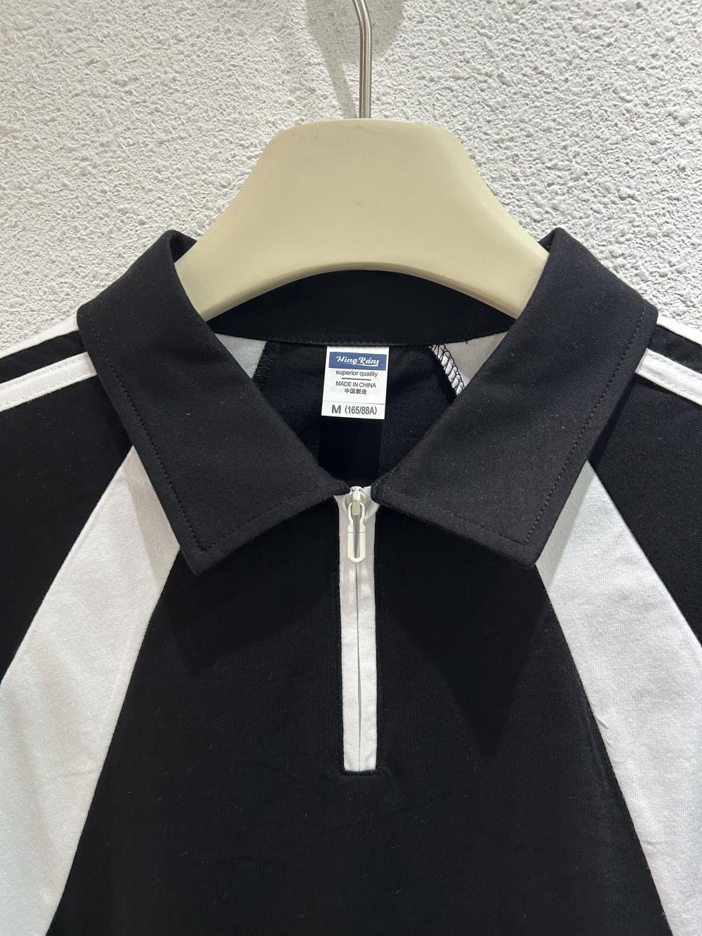 American Style 3-Stripe Half-Zip Polo (200g Cotton) view 8