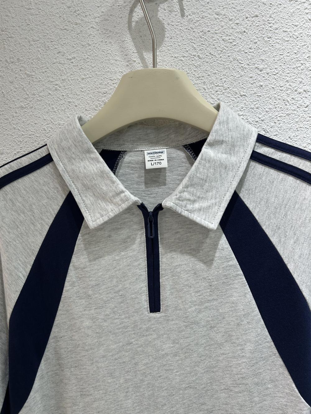 American Style 3-Stripe Half-Zip Polo (200g Cotton) view 13