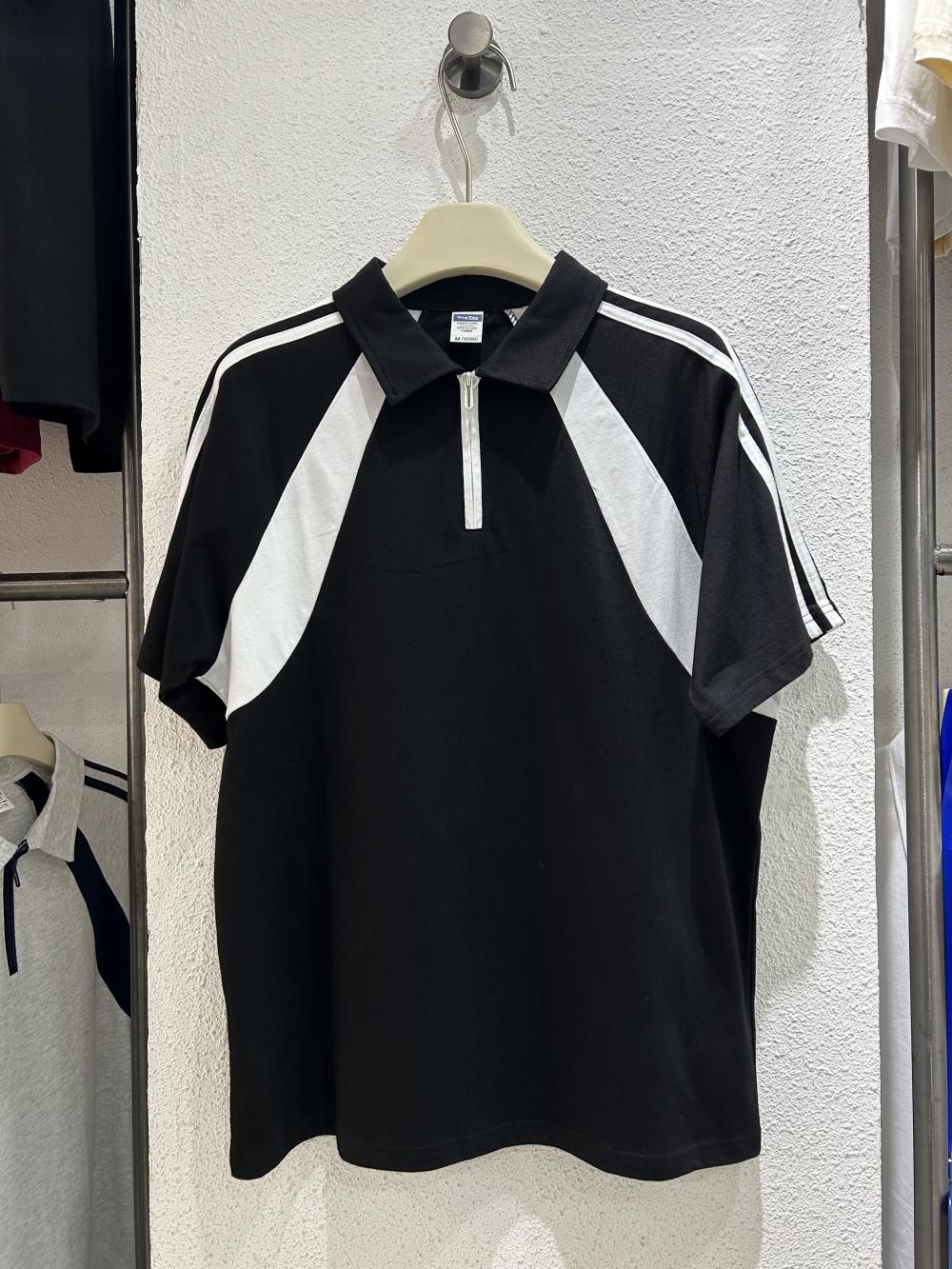 American Style 3-Stripe Half-Zip Polo (200g Cotton) view 6