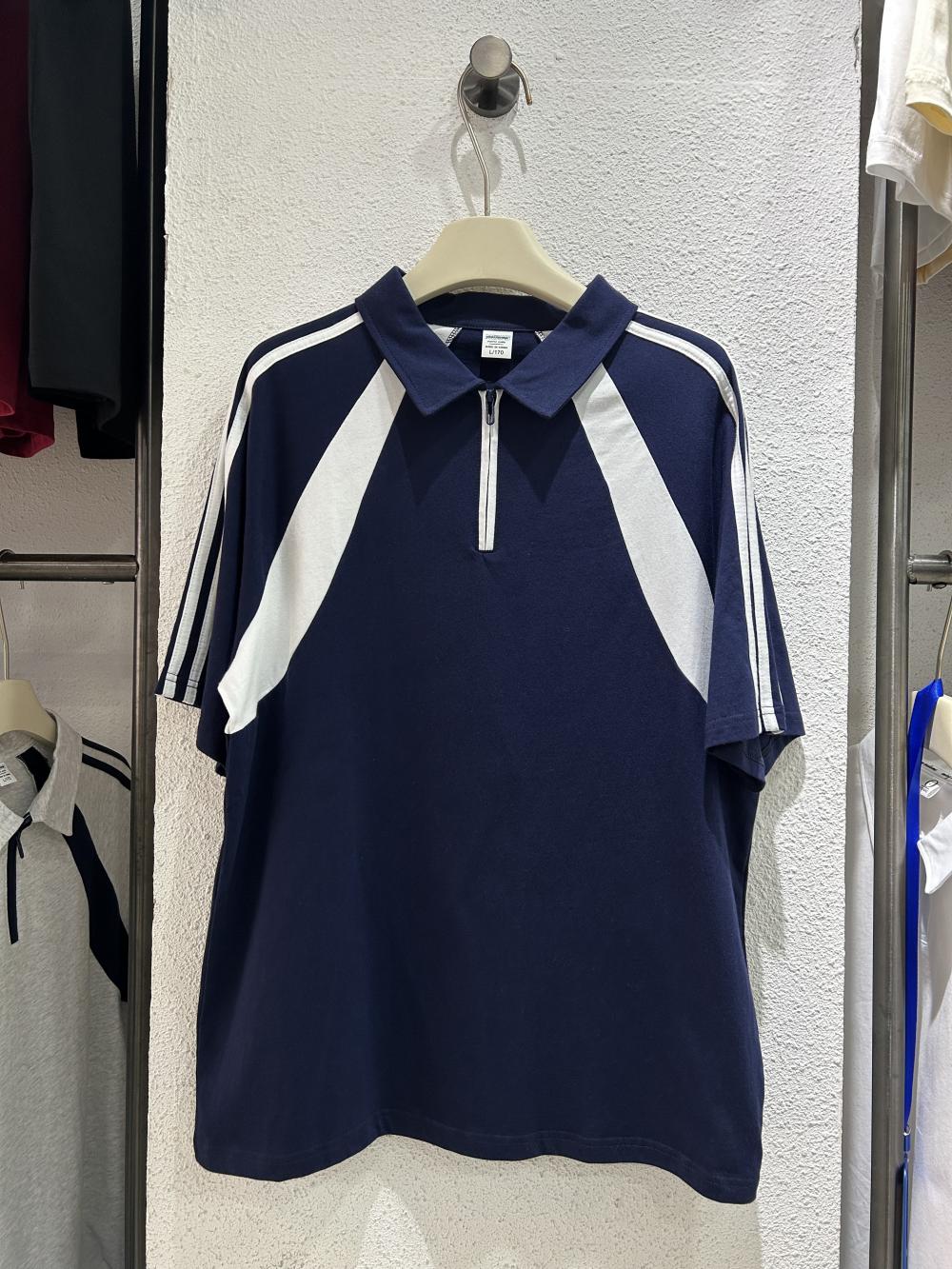 American Style 3-Stripe Half-Zip Polo (200g Cotton) view 16