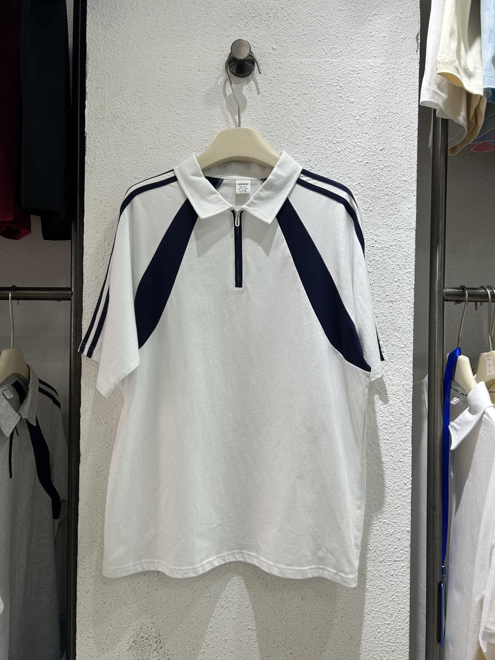 American Style 3-Stripe Half-Zip Polo (200g Cotton)