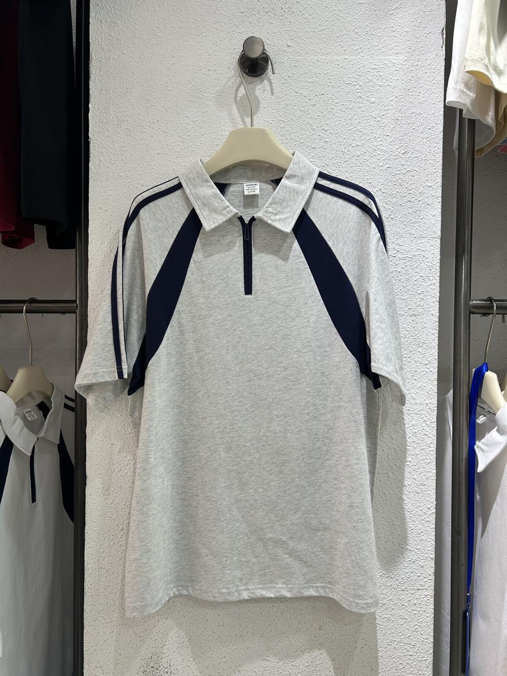American Style 3-Stripe Half-Zip Polo (200g Cotton) view 11