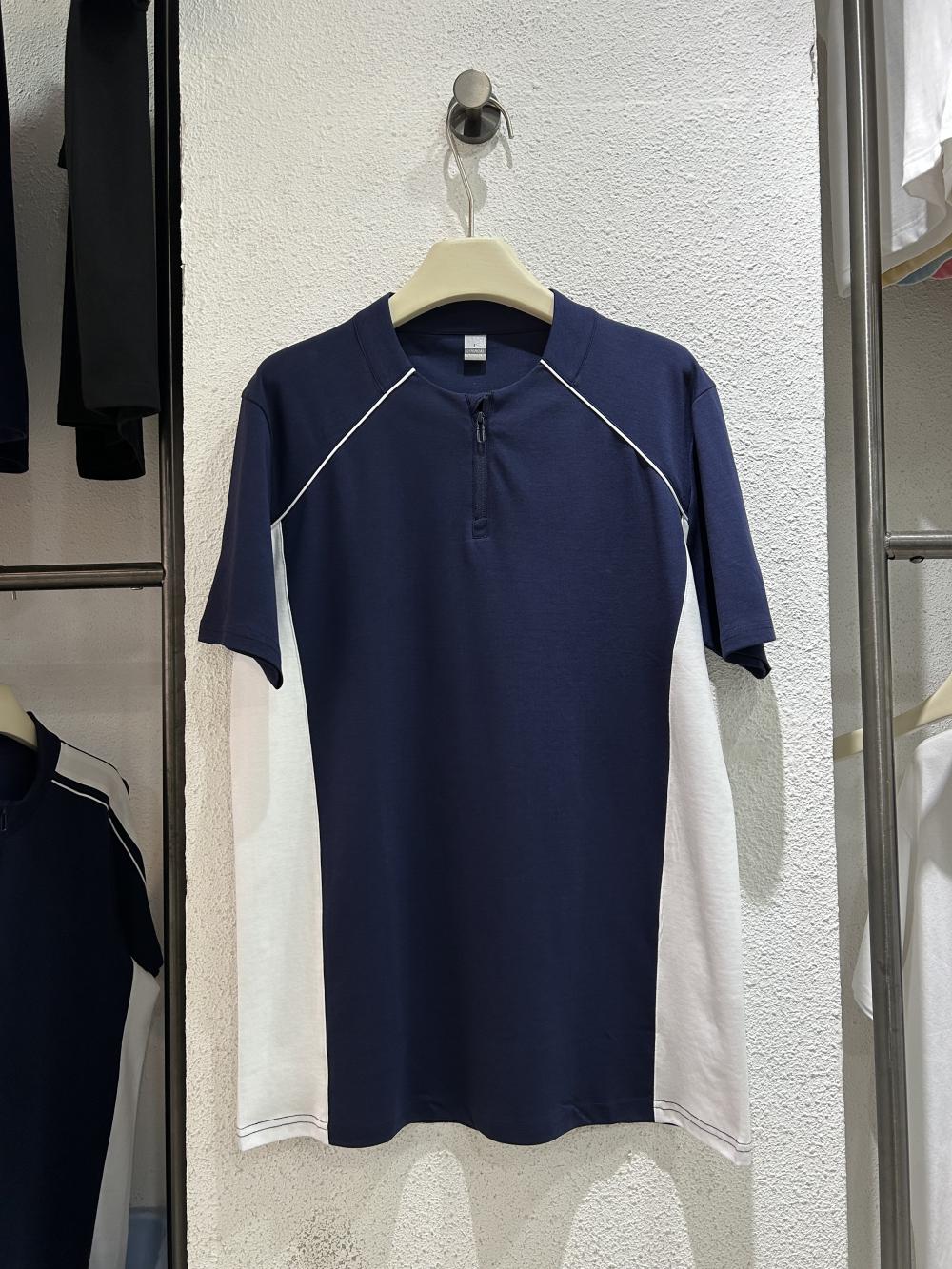 50s Colorblock Front Shoulder Stand Collar Tee
