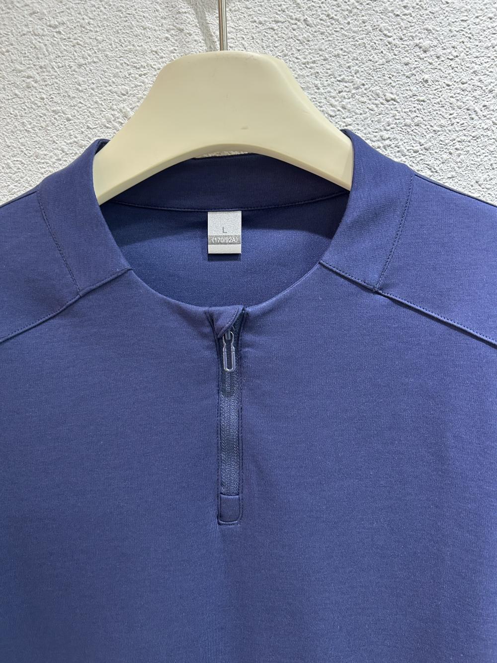 50s Solid Half-Zip Stand Collar Tee view 8