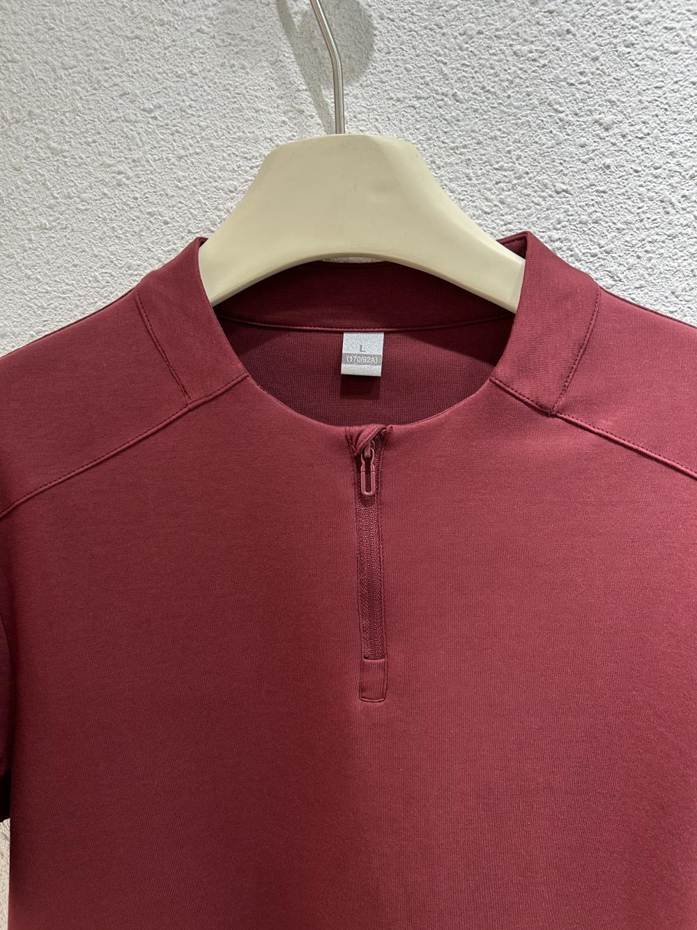 50s Solid Half-Zip Stand Collar Tee view 3