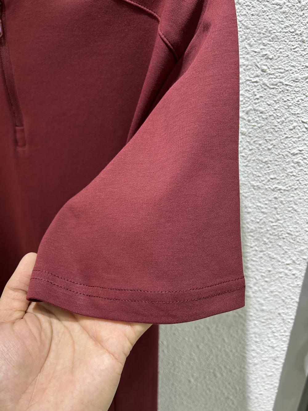 50s Solid Half-Zip Stand Collar Tee view 4