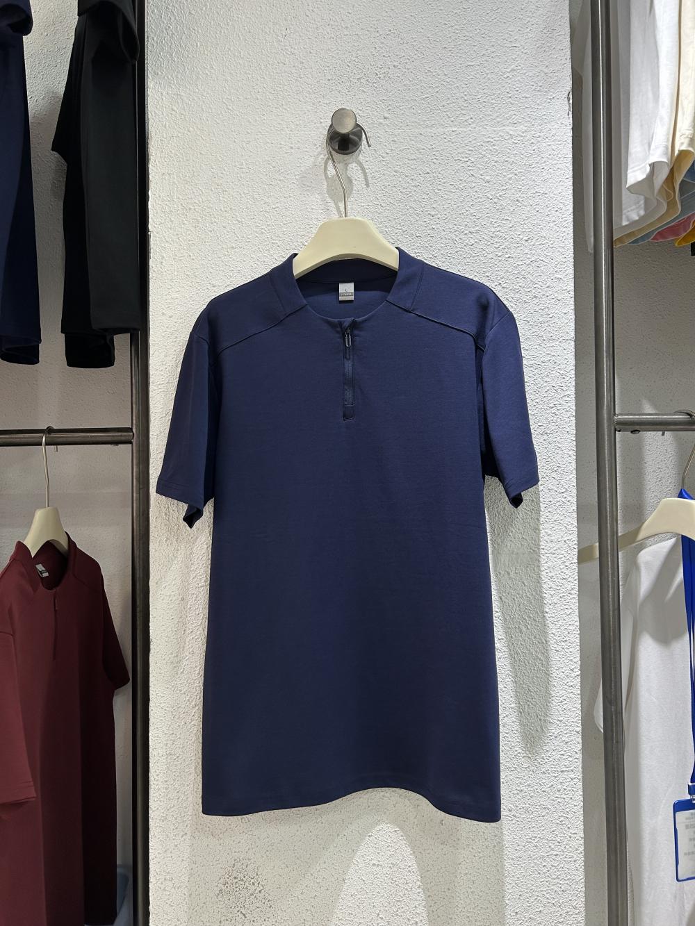50s Solid Half-Zip Stand Collar Tee view 7