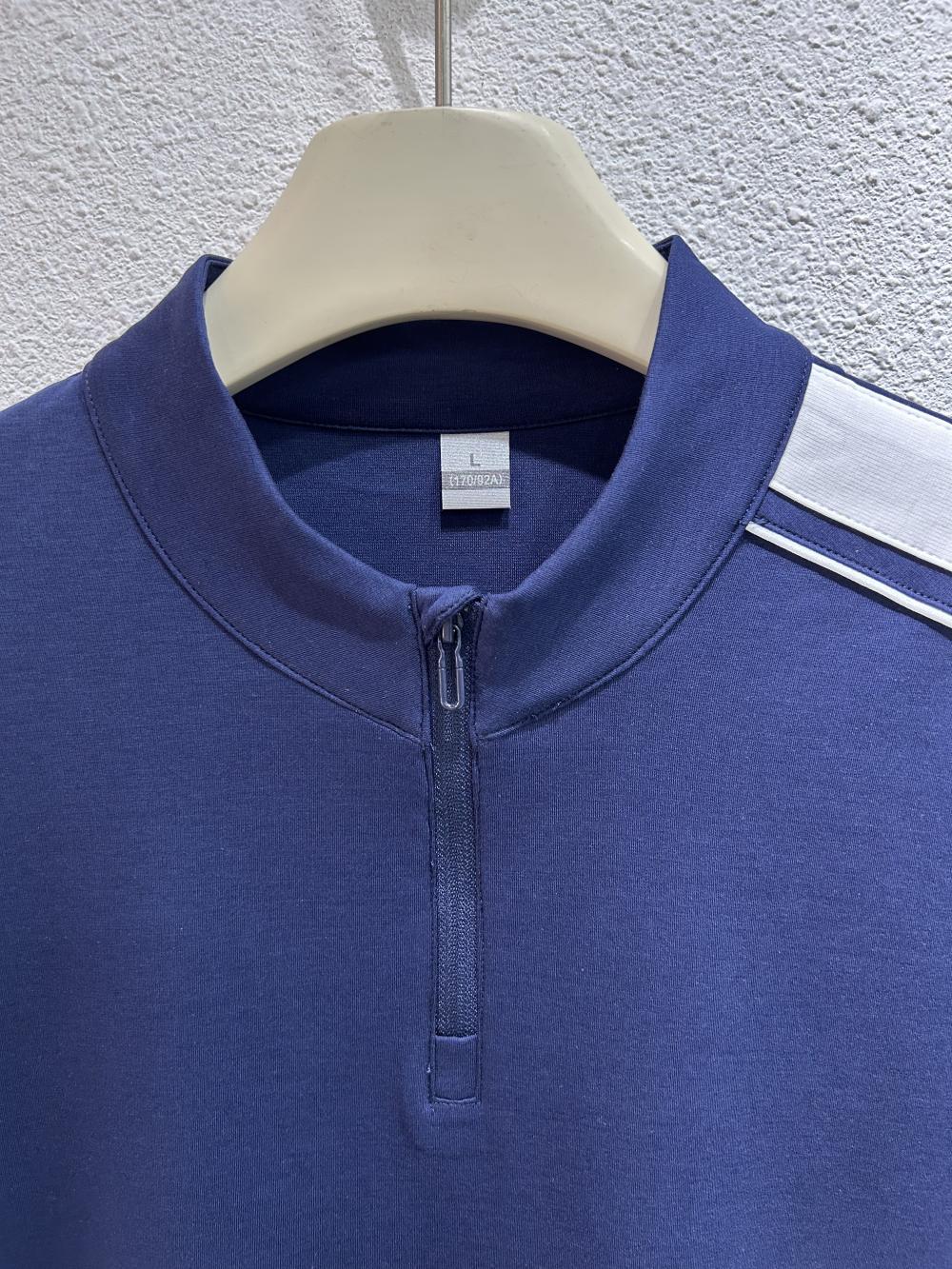 50s Colorblock Half-Zip Stand Collar Tee view 3