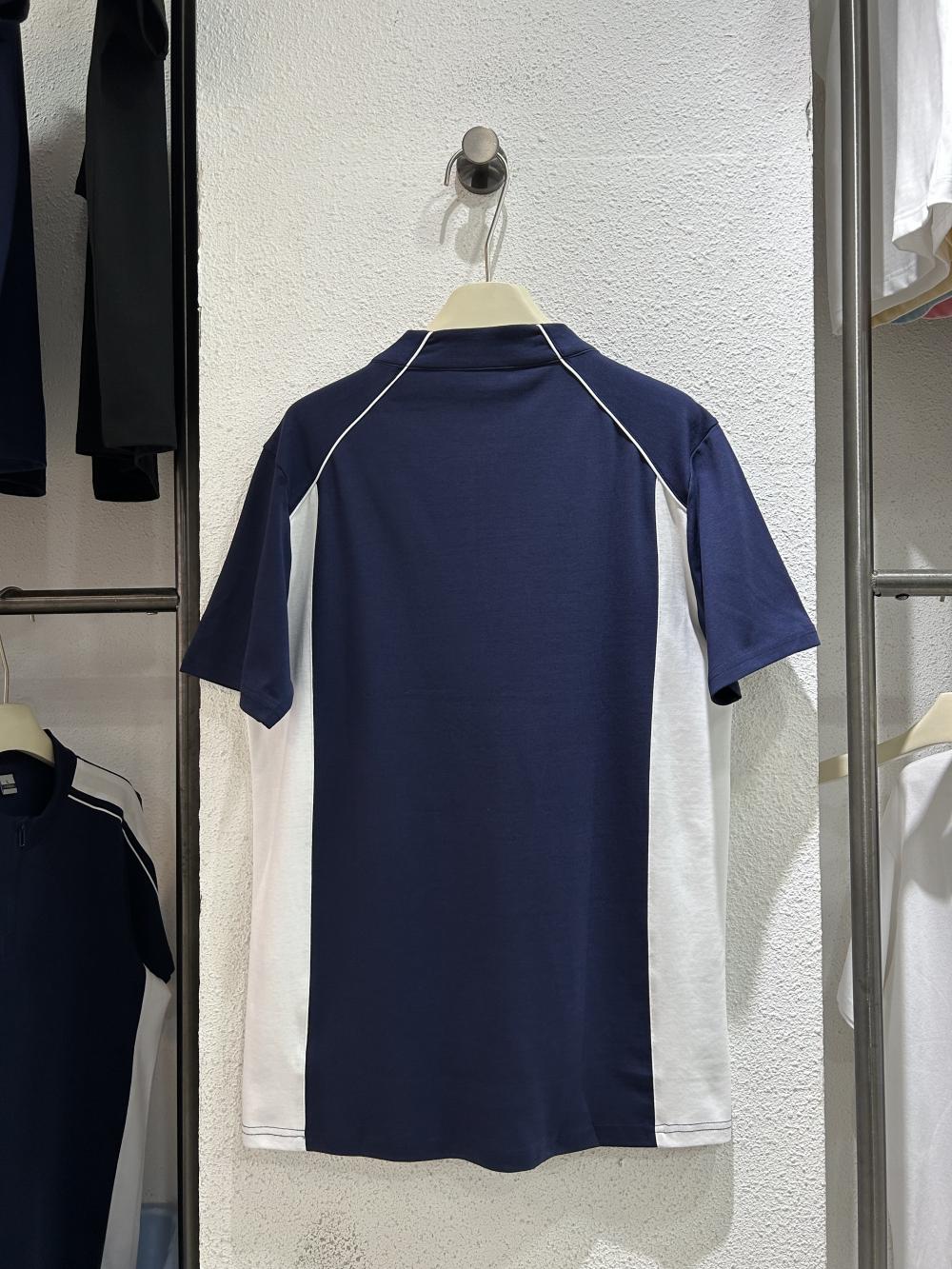 50s Colorblock Front Shoulder Stand Collar Tee view 2