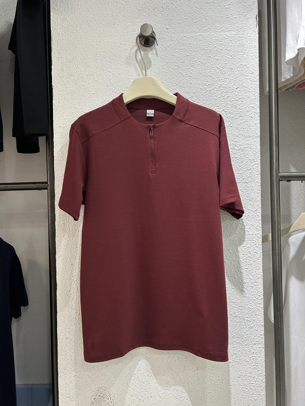 50s Solid Half-Zip Stand Collar Tee