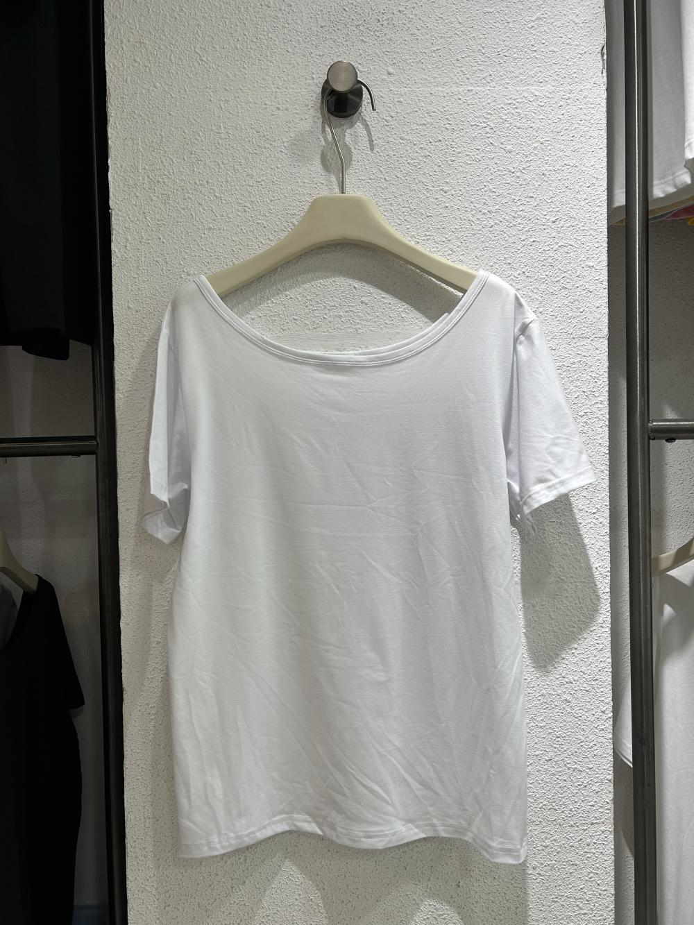 Off-Shoulder Wide Neck Tee Modal view 3