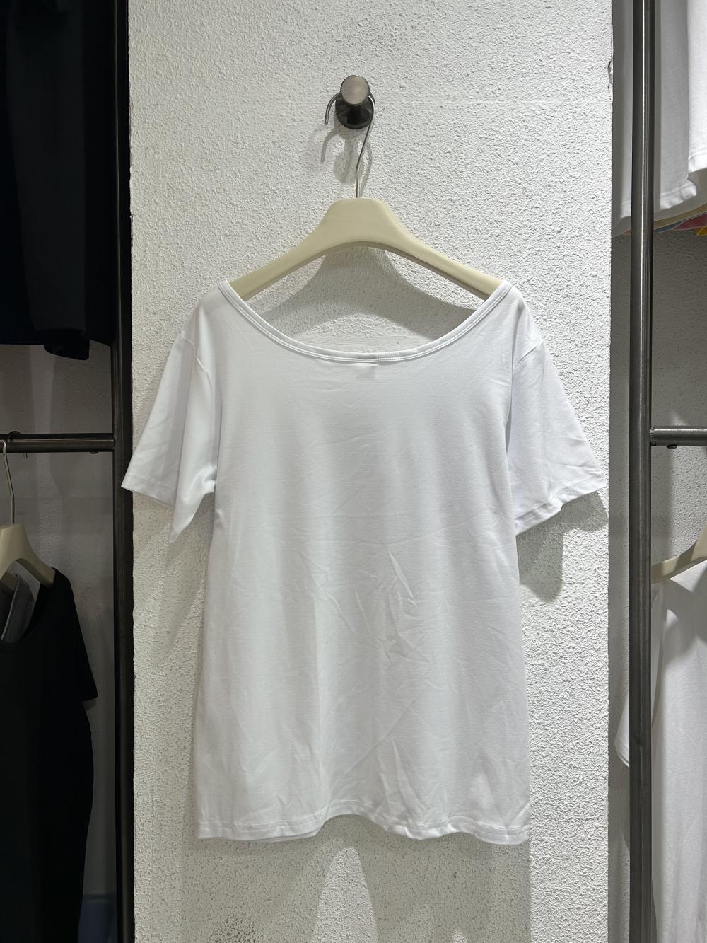 Off-Shoulder Wide Neck Tee Modal view 4