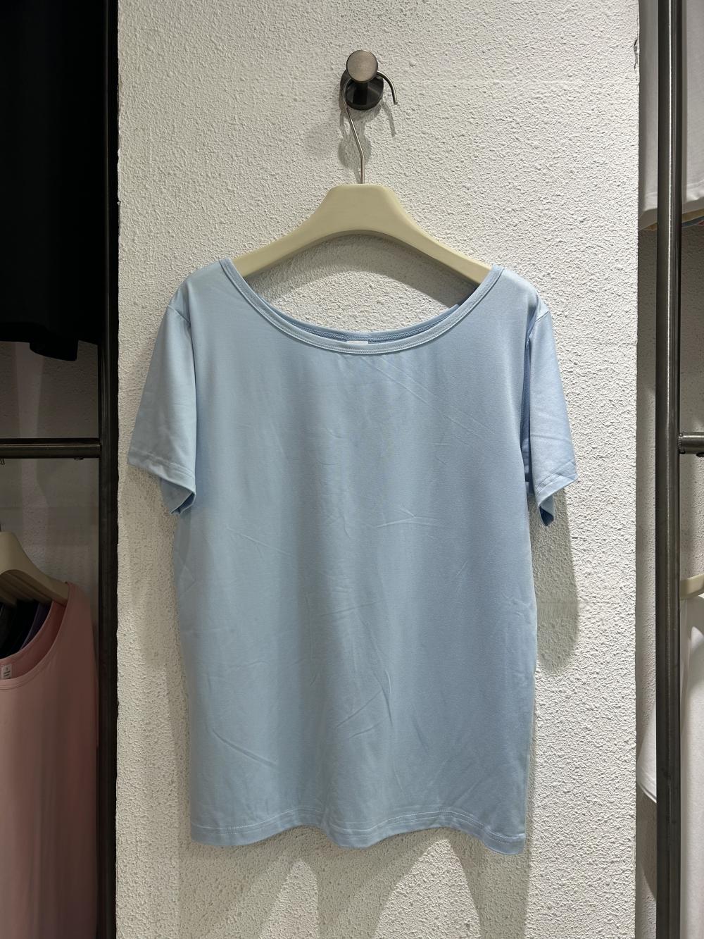 Off-Shoulder Wide Neck Tee Modal