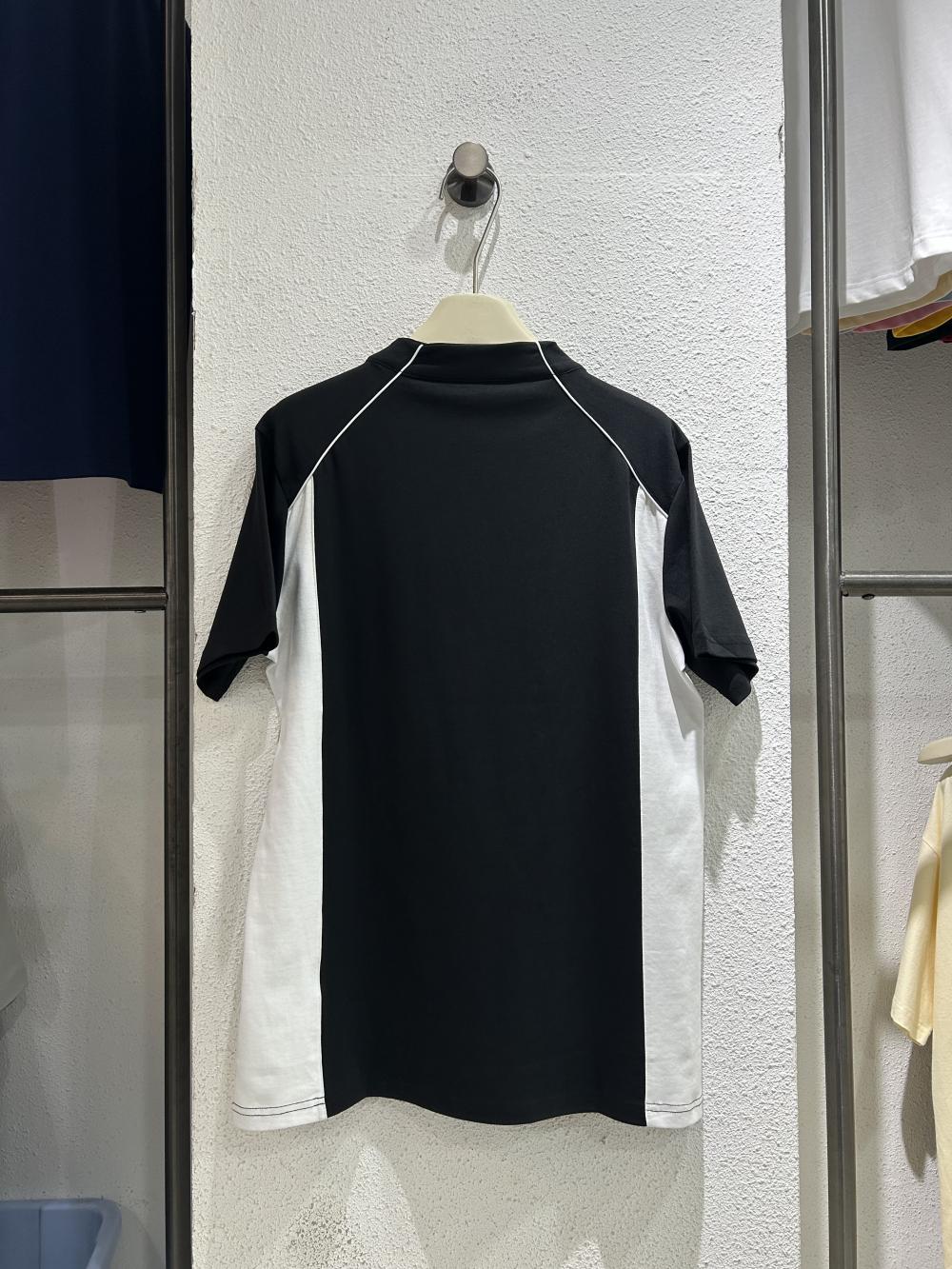50s Colorblock Front Shoulder Stand Collar Tee view 7