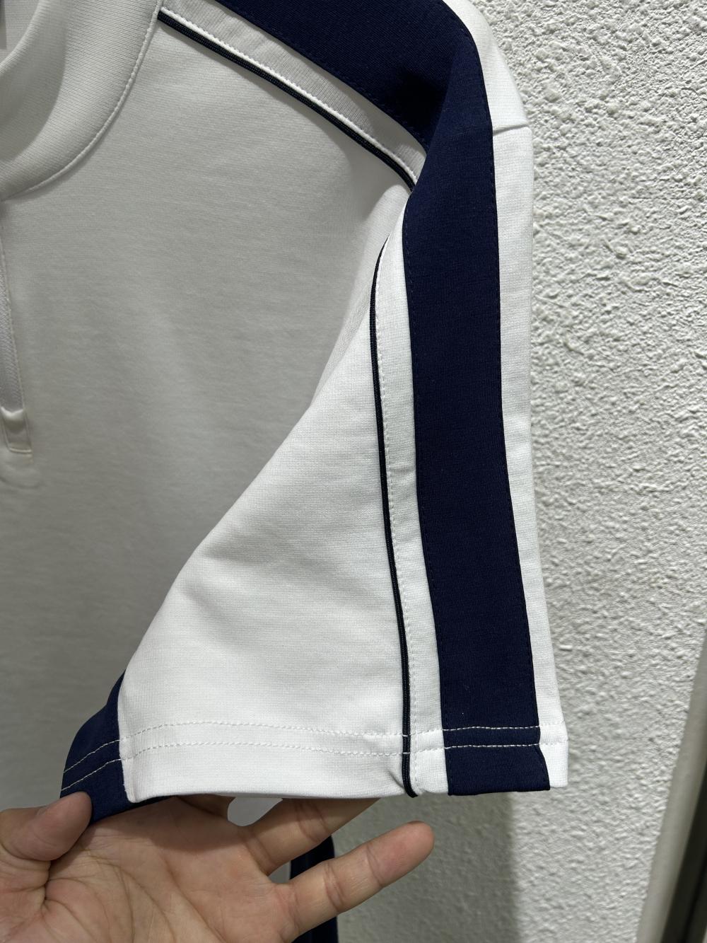 50s Colorblock Half-Zip Stand Collar Tee view 9