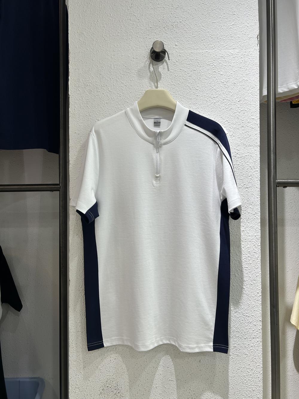 50s Colorblock Half-Zip Stand Collar Tee view 6