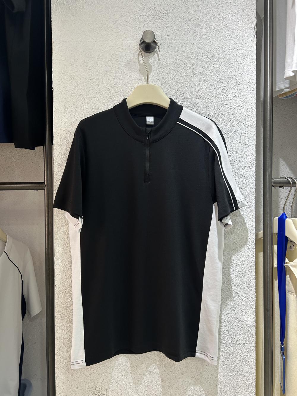 50s Colorblock Half-Zip Stand Collar Tee view 11