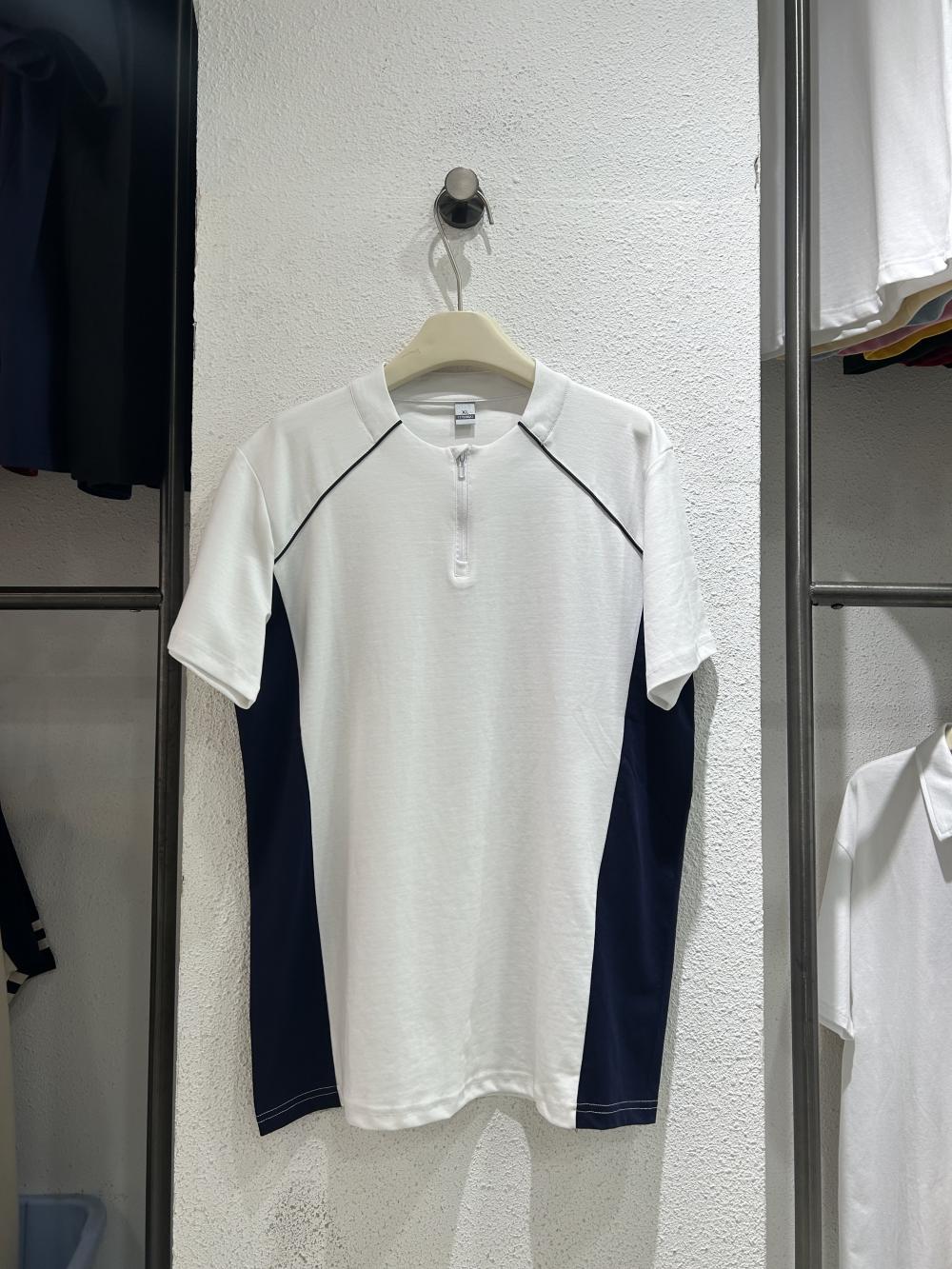 50s Colorblock Front Shoulder Stand Collar Tee view 18